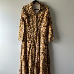 Livro yellow printed cotton maxi dress